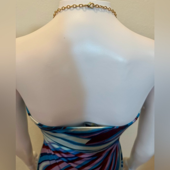 SKY Statement Necklace Swirl Print Strapless Mini Dress - Size Small - Picture 7 of 12
